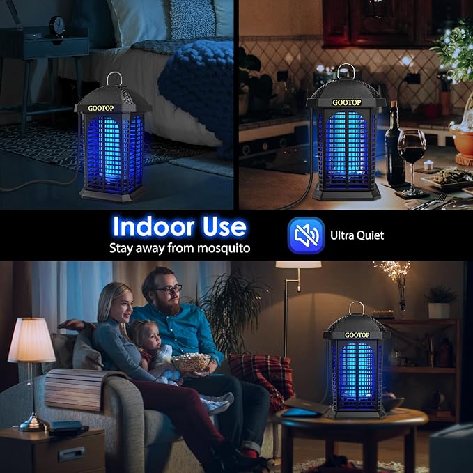 Bug Zapper Outdoor, 4200V Electric Mosquito Zapper, Bug Zapper Outdoor, Fly Traps, Fly Zapper, Mosquito Killer Indoor 3 Prong Plug, 90-130V, ABS Plastic Outer