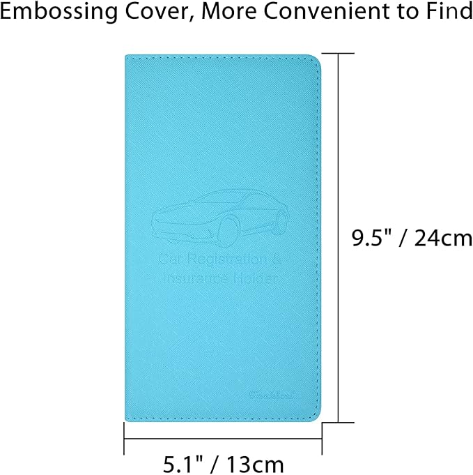 Car Insurance and Registration Holder, 9.5 x 5 Inch PU Leather Vehicle Glove Box Organizer Wallet Case for Insurance Card, Driver License, Paperwork - Mint Green