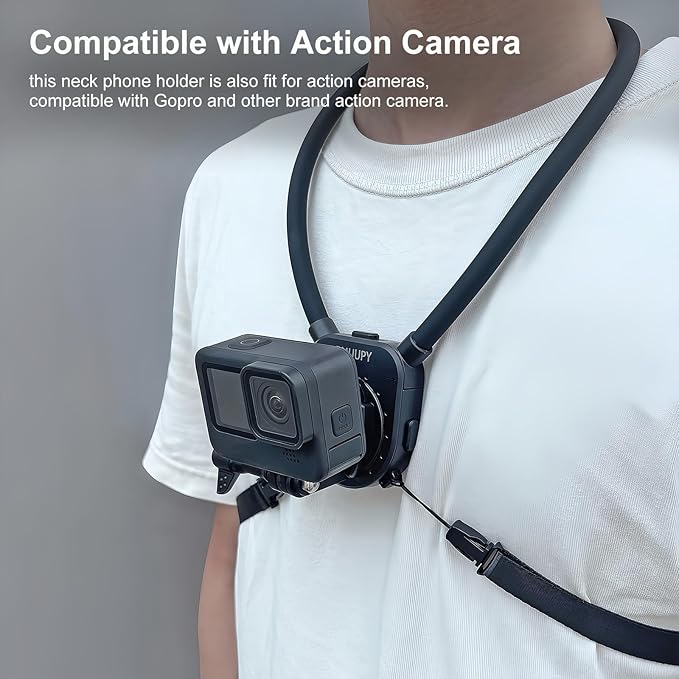 Magnetic POV/Vlog Phone Neck Mount Holder for iPhone 15/14/13/12 Pro Mini/Plus/Pro/Pro Max, Hand Free Chest Stand Video Recording for Mobile Phone Accessory
