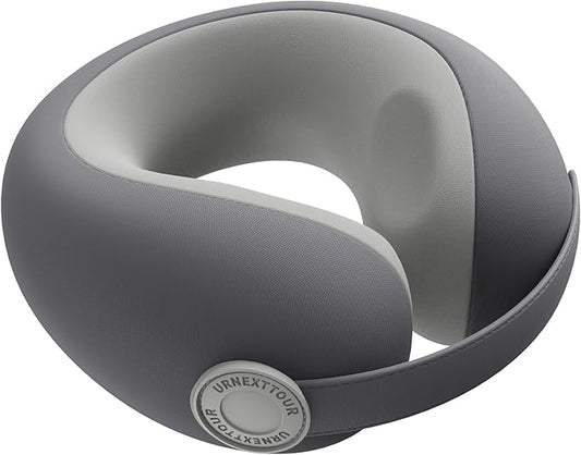 Car Pillow for Big Kids Travel Neck Pillows, Memory Foam Neck Support Travelling Pillow with Washable Cotton Pillowcases and Storage Bag, for Airplane, Train, Flight and Home Use Grey