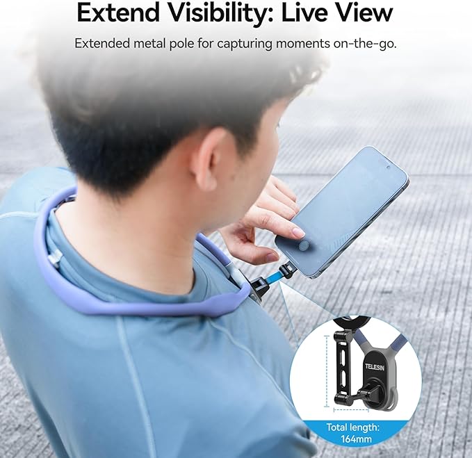 BRDRC Neck Phone Holder Mount, POV/Vlog Magnetic Selfie Tripod for Magsafe iPhone 15 14 13 12 Pro Max Mini Plus Seires, Hand Free Chest Strap Video Recording for Android Galaxy Aceessories(Navy Blue)