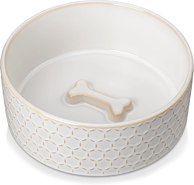 MALACASA Ceramic Dog Food Bowl, 6 Cups or 54 oz Dog Food Water Dish for Large Breeds, Pet Bowl Dishwasher & Microwave Safe, Honeycomb, Series Lydia