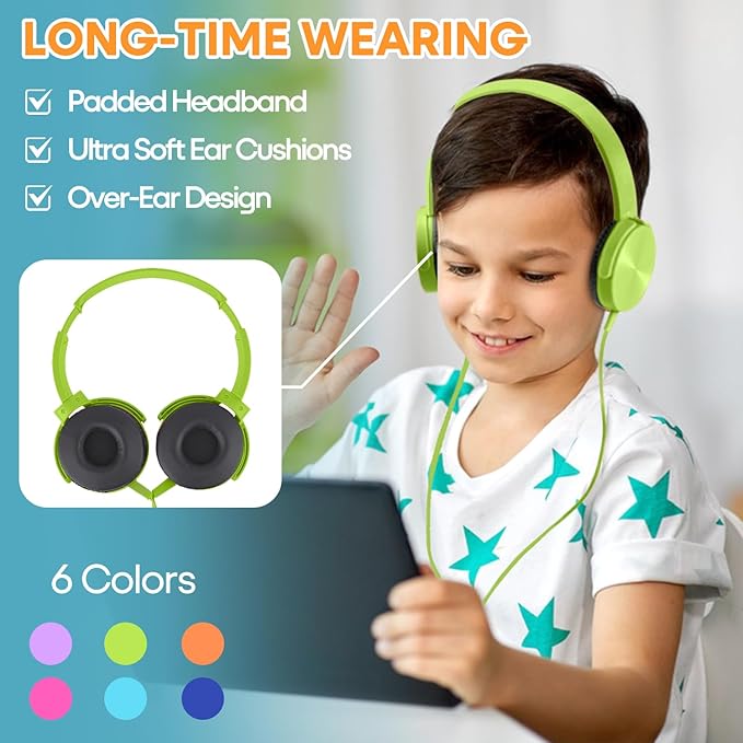 Bulk Headphones 12 Pack for School Classroom Kids K-12, Wholesale Wired Durable Computer Earphones Class Set for Students Children Toddler Teens Boys Girls and Adult (HY450, 12 Mixed)