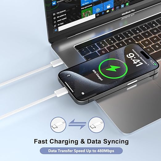 iPhone 16 15 Charger Fast Charging, 2Pack 20W PD USB C Charger Block Type C Charge with USB C to C Fast Charging Cord Woven Cable for iPhone 16/16 Plus/16 Pro/16 Pro Max/15/15 Plus/15 ProMax/iPad Pro