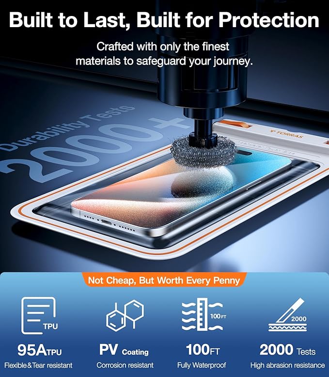 TORRAS 2 Pack IPX8 Waterproof Phone Pouch Floating, Underwater Screen Touchable, Waterproof Phone Case with Lanyard for iPhone 16 Pro Max 15 14 13 S25 Ultra S24, Cell Phone Dry Bag 7.0", Black & White