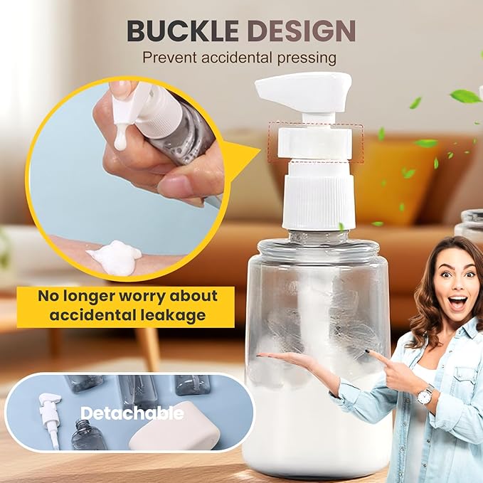 Mini Shampoo Dispenser, Portable Travel Bottle Set, Leak Proof Containers with Labels,Reusable Travel Bottles for Toiletries,Airplane Accessories for Women Men (C-Green)