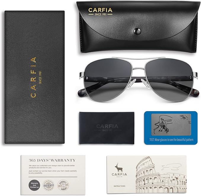 CARFIA Polarized Sunglasses for Women UV Protection Acetate Arms Metal Frame Woman's Shades CA3216