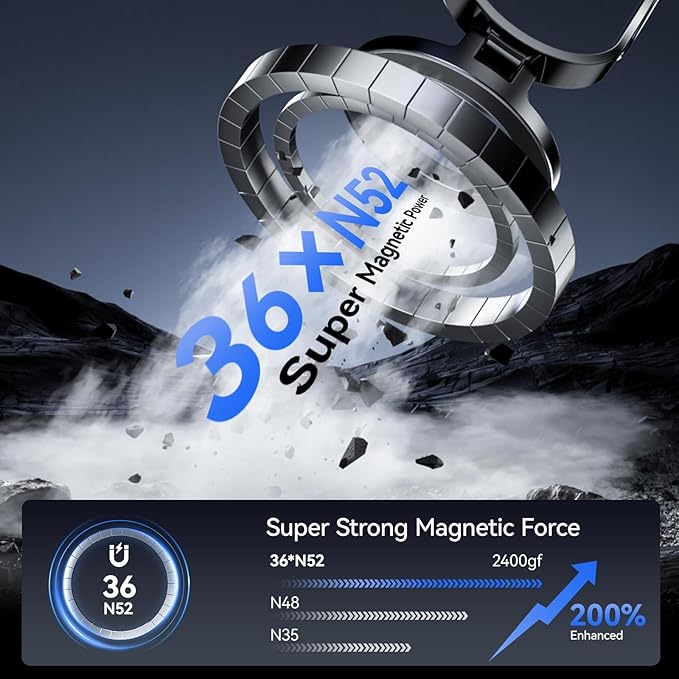 360°Adjustable Vacuum Magnetic Phone Holder for Cars/Shower/ Mirror/Gyms/ Kitchen/Bathroom,[Detachable Phone Stand] [Reliable Suction]Suction Cup Phone Mount Compatible with iPhone & All Phones