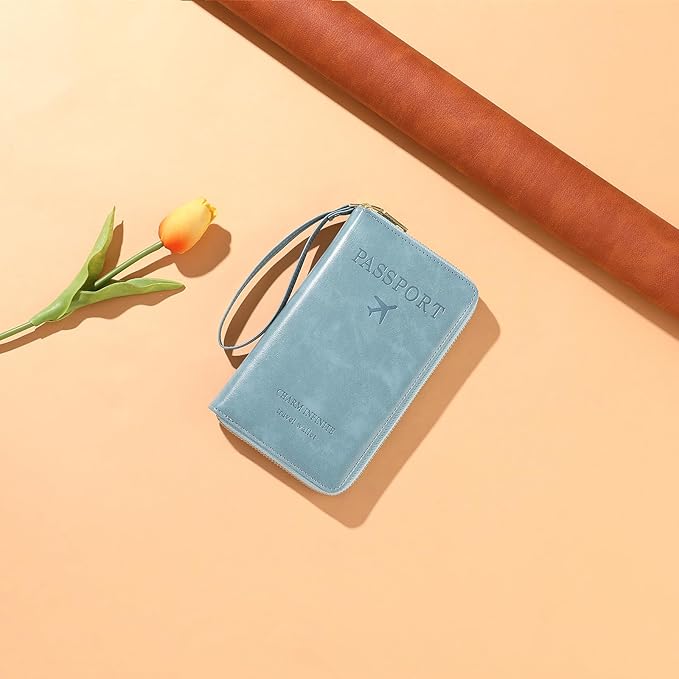 Leather RFID Blocking Passport Holder Travel Wallet, Passport Cover/Travel Wallet for Women/Men with