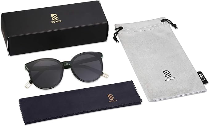 SOJOS Fashion Round Sunglasses for Women Men Oversized Vintage Shades SJ2057