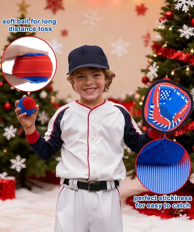 Toss and Catch Game Ball Set Toddler Toys for 3 4 5 6 7 8 Year Old Boys Girls, Valentines Day Gifts, Yard Games Beach Pool Outdoor Toys for Kids Ages 4-8 Birthday Gift Baseball Glove