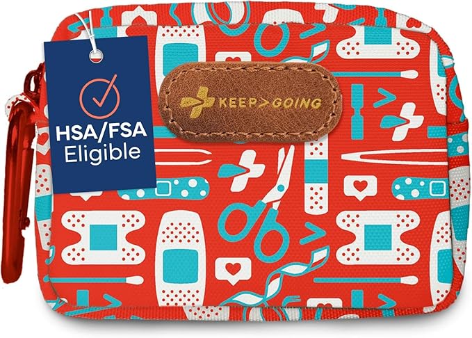 KeepGoing Small Travel First Aid Kit Kids – 60 Pc. Mini First Aid Kit for Purse, Diaper Bag, & Backpack with Latex-Free Bandages – 4 Oz., & 4.5 x 3.5 x 2 in, TSA-Approved