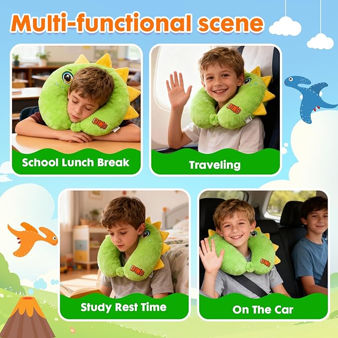 Travel Neck Pillow for Kids Adult Cute Soft Plush Memory Foam Airplane Neck Pillow for Traveling Animal Flight Pillow Head Rest Neck Support for Cars Long Flights