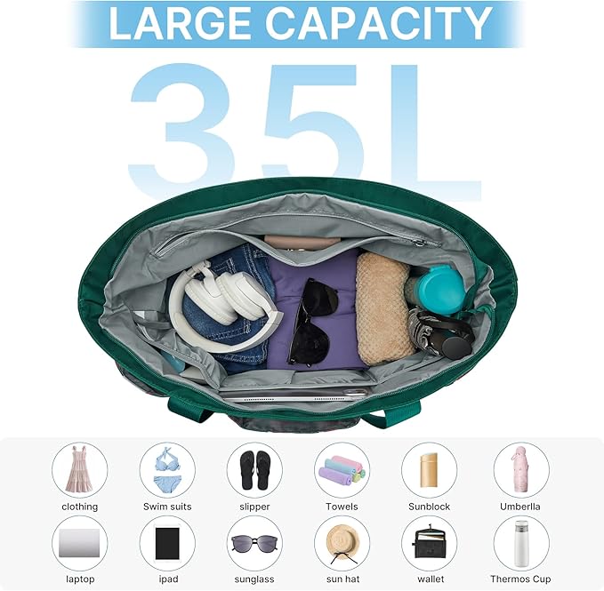 G4Free Beach Bag,Waterproof Beach Tote Pool Bags for Women,Compatible with Stanley Cup,Foldablefor Weekender Travel