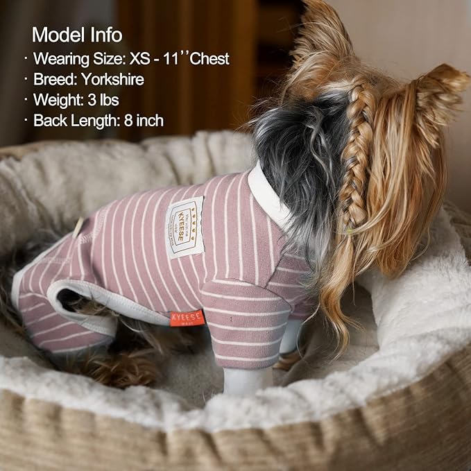 KYEESE Dog Pajamas Striped Clothes Pet PJS Lightweight Doggie Jammies 4 Legs Outfit Soft Dog Pajamas Cozy Pet Clothes Onesie Comfortable PJS for Medium Dogs Doggie Onesie,Green Striped, XX-Large
