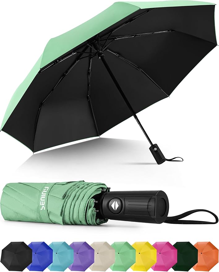 Seniny Windproof Travel Umbrella, Automatic Umbrellas for Rain, Portable & Compact Umbrellas for Backpack, Strong UV for Protection, Folding Small Sun Umbrella for Car, Walking
