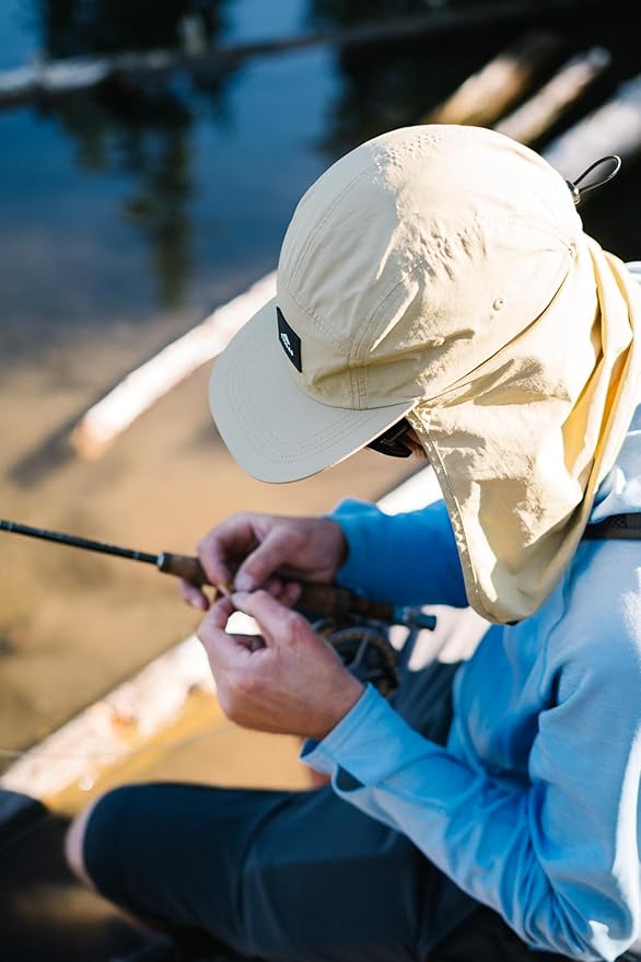 Tillak Chamisa Sun Hat, Lightweight Nylon 5 Panel Cap with Hide-able Neck Shade and Spring Cord