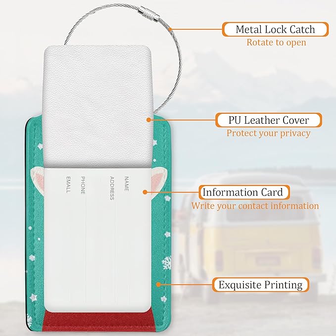 Alpaca Luggage Tags for Suitcase 3 Pack, Leather Bag Tags Identifiers with Privacy Name Address Labels and Durable Steel Loop for Men Women Backpack