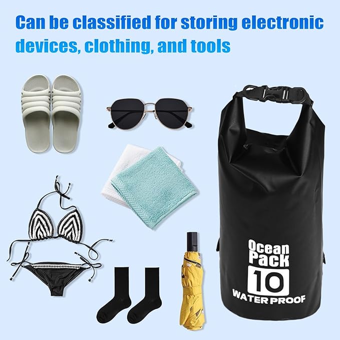 Roll Top Dry Bag - Floating Dry Sack, Lightweight Waterproof Pouch, Tight Closure with Detachable Shoulder Belt, Outdoor Activities for Hiking Camping Swimming Fishing Boating