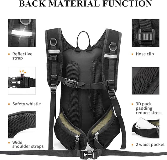 NONSAR Hydration Backpack, Hiking Backpack with 3L Water Bladder, Lightweight Insulation Hydration Pack, Water Backpack for Hiking, Cycling, Running, Festival, Camping for Men Women