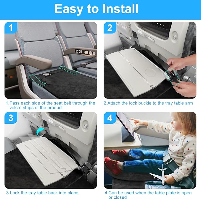 Toddler Airplane Bed & Travel Essentials - Kids Airplane Seat Extender, Portable Plane Bed for Flights