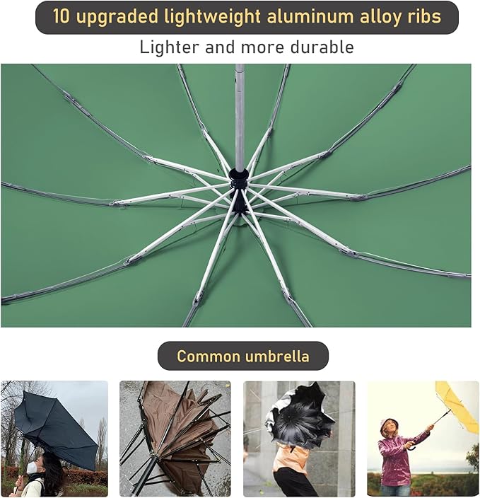 Windproof Travel Umbrella for Rain, Large Portable Reverse Folding Car Umbrella, Inverted Design, Compact Auto Open Close with Durable Waterproof Canopy, Fits Backpack/Women Men, 45.6 Inch