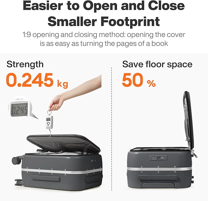 mixi 20 Inch Carry On Luggage 22x14x9 Airline Approved PC Hard Shell Suitcase Top Opening Aluminum Frame Travel Suitcases with Wheels, Rock Gray