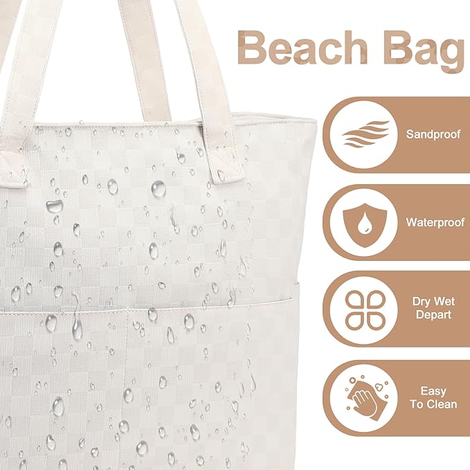 Bluboon Waterproof Beach Tote Pool Bags for Women Ladies Extra Large Carry On Bag With Wet Compartment for Weekender Travel