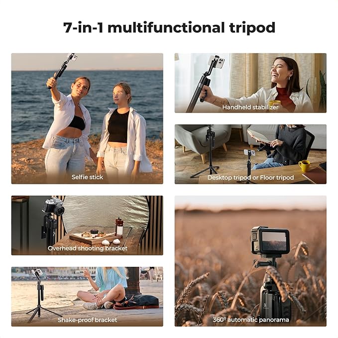 K&F CONCEPT 71“ Face Tracking Tripod for iPhone, Auto Face Tracking Selfie Stick with 2 Fill Lights, Auto Face Tracking Tripod 360 Totation with Stand, Gesture Control, Remote Control