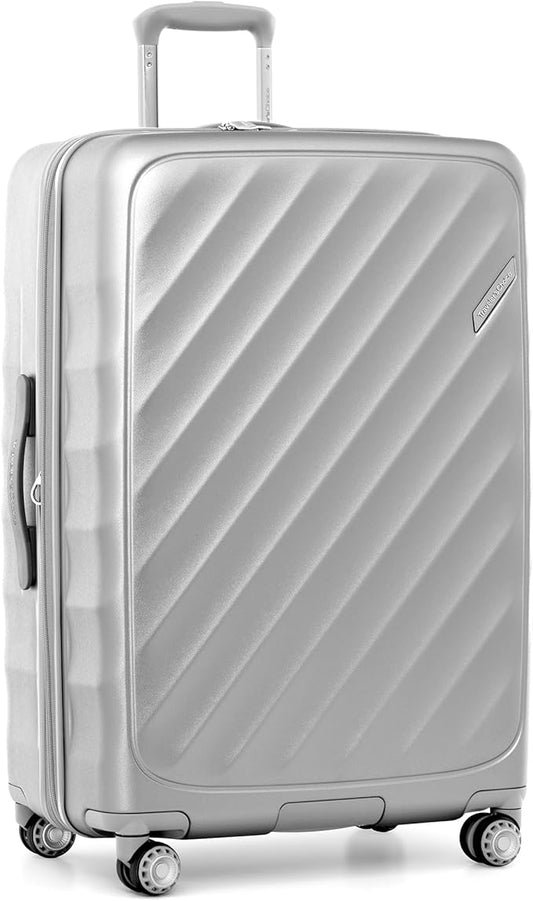 Traveler's Choice Elm Expandable Spinner Luggage Set, Matte Silver, 29" Large Checked