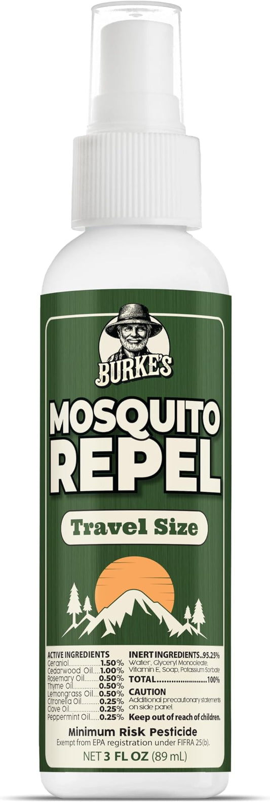 Burke's Natural Mosquito Repellent, DEET Free Mosquito Spray for Outdoor & Travel, 3 oz (90mL)