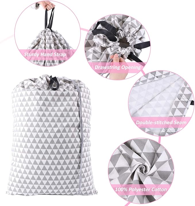 SWISSELITE Laundry Bag with Handle and Drawstring, Large Heavy Duty Laundry Bag, 28 x 40 Inches Travel Dirty Clothes Bag for Laundromat and Household