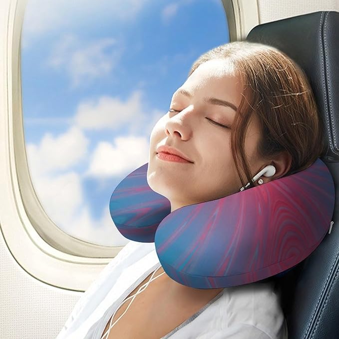 Kids Washable U-Shaped Travel Pillow Neck Support, Transgender Color Tie Dye U-Shape, Airplane Car Nap Chin Cushion