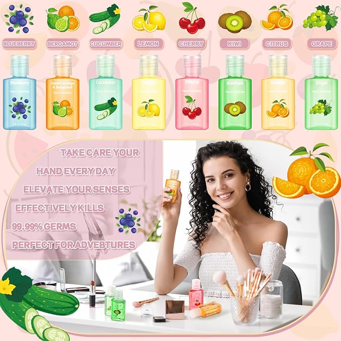 Frienda 24 Pcs Mini Hand Sanitizers Bulk Travel Size Scented Hand Sanitizers 1 oz Fruity Scents for Guest Christmas Stocking Stuffers Nurse Coworker Teacher Office Gifts Homeless Care Package Supplies