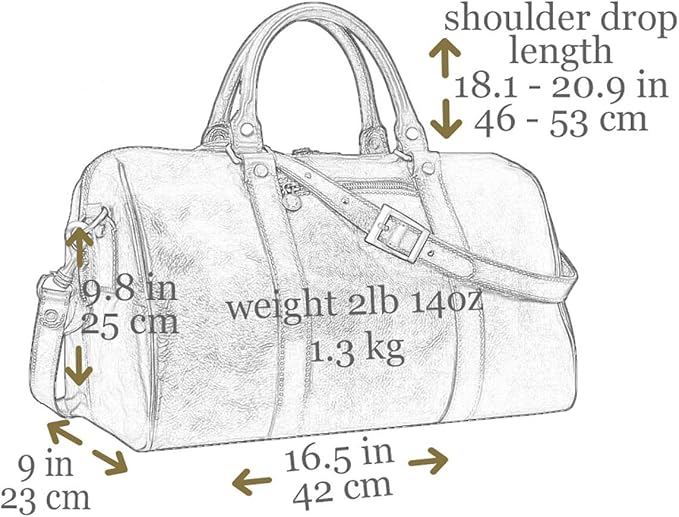 Full Grain Leather Small Duffel Bag Gym Bag Weekender Overnight Unisex Brown - Time Resistance