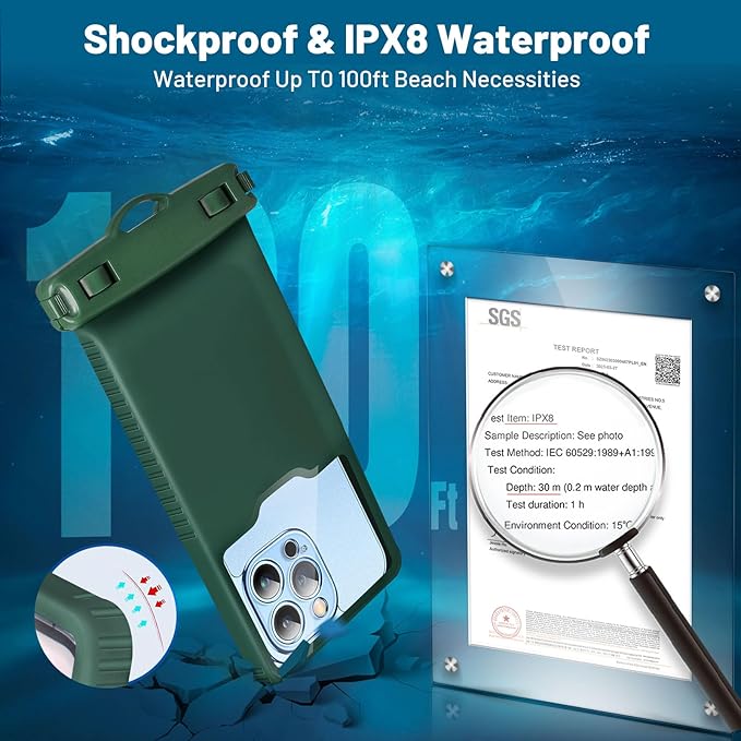 Niveaya Waterproof Phone Pouch, Waterproof Phone Case Compatible for iPhone 15 14 13 12 Pro Max Up to 7", IPX8 Cellphone Kayak Accessories, Travel Essentials 1Pack