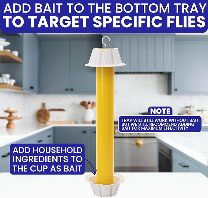 Fly Stick Sticky Fly Traps for Indoors Outdoor 4pk. Non-Toxic Super Sticky Hanging Flies Catcher Paper Tape Strips for Home. Catches All Bugs and gnats. Indoor Outdoor House Flying Insect Trap