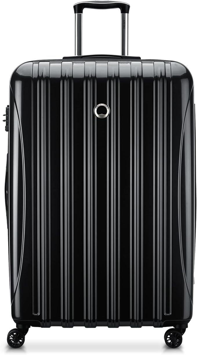 DELSEY PARIS Helium Aero Hardside Expandable Luggage with Spinner Wheels, Black, Checked-Large 28 Inch