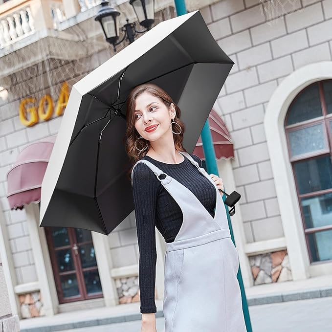 Travel Mini Compact Folding Umbrella with Case - UV Sun & Rain Protection, Lightweight Portable Pocket Umbrella for Women Men Kids, Fits Purse Backpack