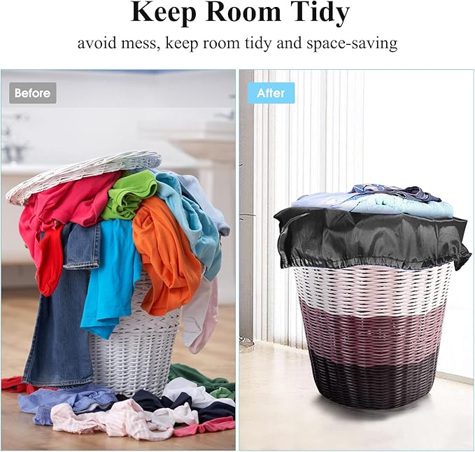 OTraki Medium Laundry Bag 24x32 inch Heavy Duty Travel Dirty Clothes Bag 2pcs Machine Washable Laundry Bag with Drawstring Closure for Home Dorm Camp Travel College, Black