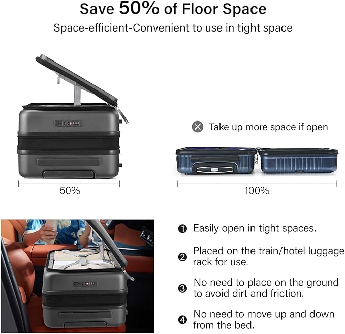 Hanke Hardside Expandable Carry On Luggage, 20 Inch Top Opening Trunk Luggages with Spinner Wheels, All-PC Hard Shell Carry-On Suitcase, Lightweight & TSA Airline Approved (Graphite Grey, 46L)