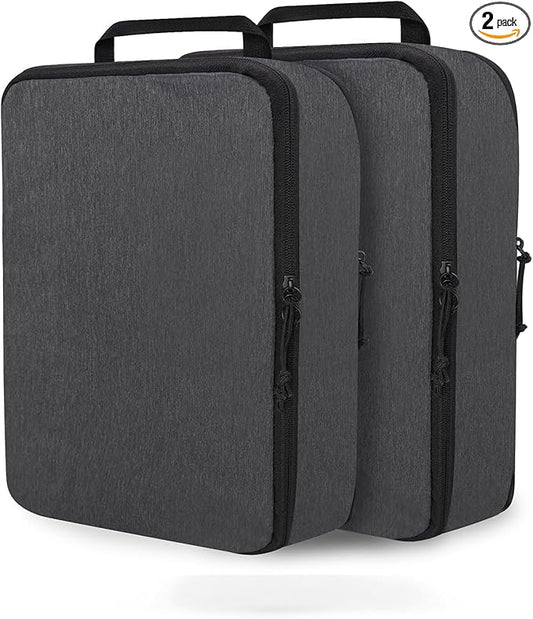 Compression Packing Cubes for Travel Essentials, 2 Set Expandable Packing Cubes for Suitcase Luggage Organizer Bags for Travel, Black