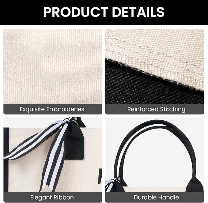 BAGAIL Initial Tote Bag, Personalized Birthday Gifts for Women, Teacher, Friends, Mom, Wedding, Monogrammed Beach Bag