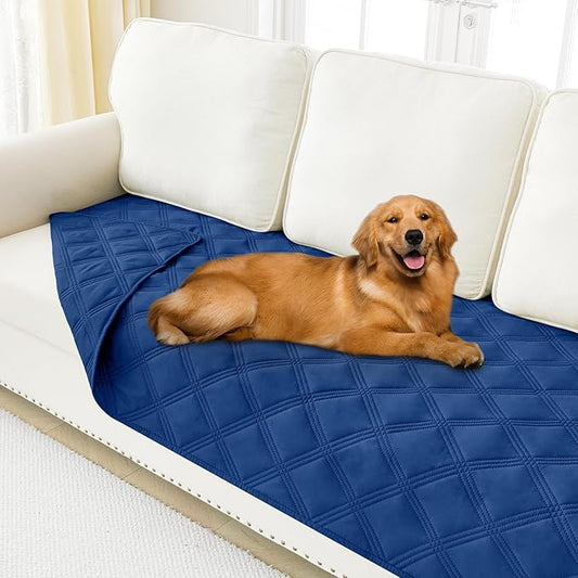 Smiry Waterproof Dog Bed Cover Blanket 40x80, Soft Reversible Pet Blanket, Washable Leakproof Cats Dogs Couch Cover for Sofa, Couch, Furniture, Lattice, Navy/Navy