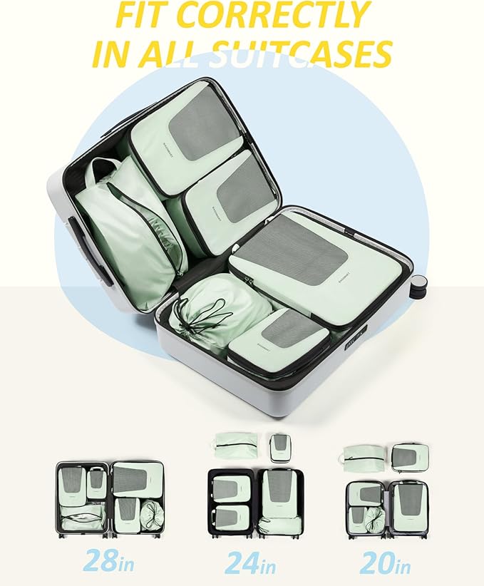 BAGSMART Compression Packing Cubes for Travel, 6 Set/5 Set/4 Set, Compression Suitcase Organizer Bags Set for Suitcases Travel Essentials, Lightweight Packing Organizers