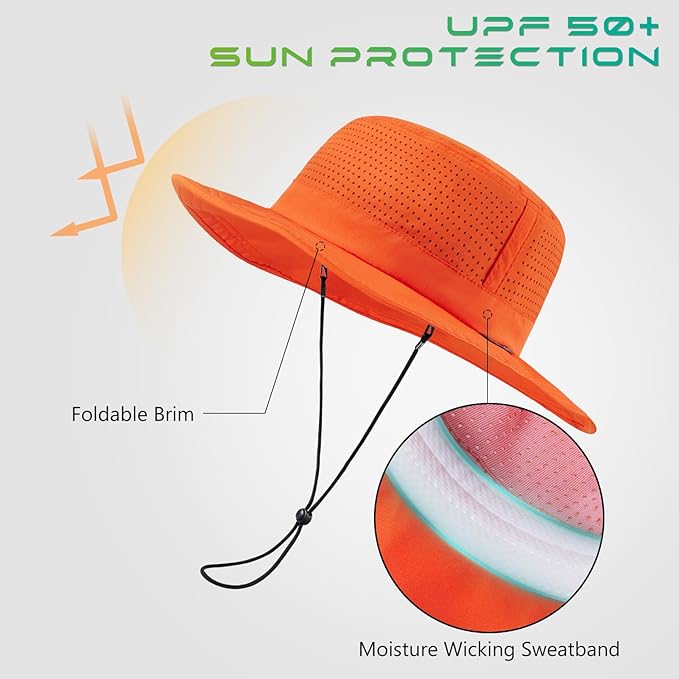 UPF 50+ Bucket Sun Hat with Laser Perforated Mesh Cooling Adjustable Breathable Lightweight for Outdoor Men Women