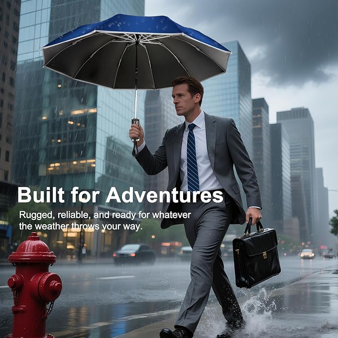 Travel Umbrella for Rain, Automatic Folding Windproof Umbrella with Case - Compact Reverse with 360° Reflective Stripe, Light & Portable Durable for Women & Men