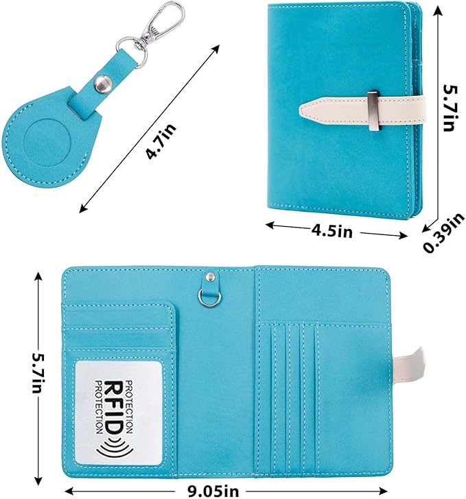 Passport Holder with Airtag for Women/Men,Airtag Passport Wallet for Travel,Cute Passport Holder Rfid Blocking,Travel Wallet for Cards Passport Cover Case (Blue)