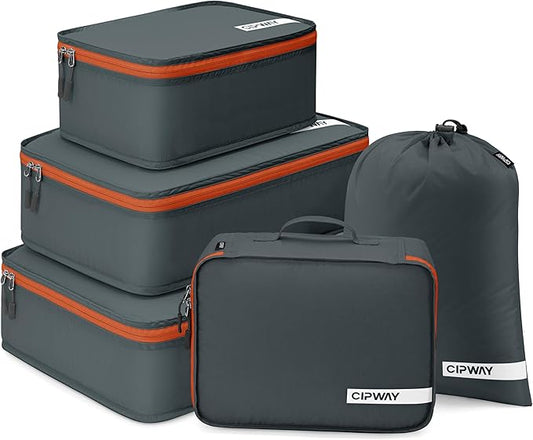 Cipway 5 Set Packing Cubes for Travel Suitcase Organizer for Accessories Luggage Carry On Suitcase Lightweight Grey