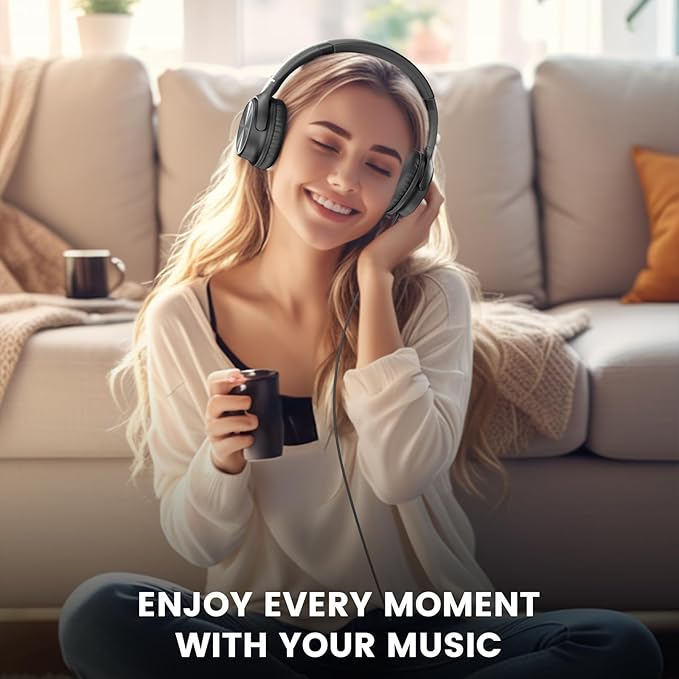 USB C Headphones Wired, Over Ear USB C Wired Headphones with Microphone, Volume Control, HD Stereo Sound,Foldable USB Type C Headphone for Adult/Teens/Laptop/Computer/iPhone 15/16 Series,Black